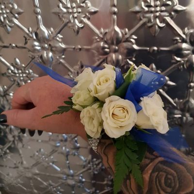 white rose wrist corsage