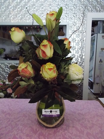 Arrangement of flowers in vase