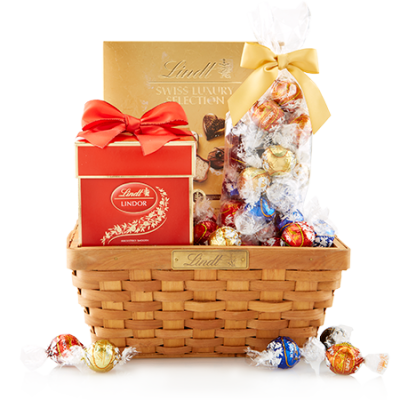 Gift basket of Lindt chocolates