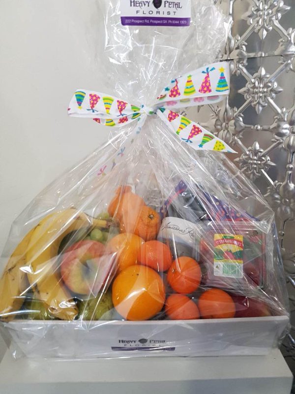 A fruit and wine hamper